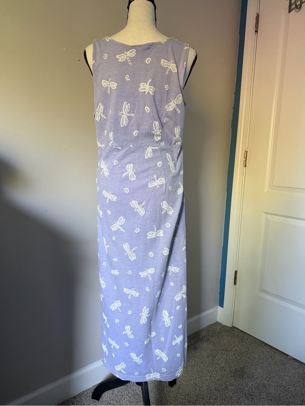 Fresh Produce Periwinkle Dragonfly Maxi Dress Small Vintage Cottagecore - Picture 4 of 8